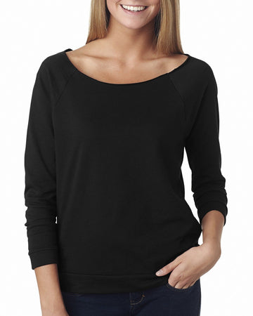 Terry Raw Edge Three-Quarter Sleeve Raglan