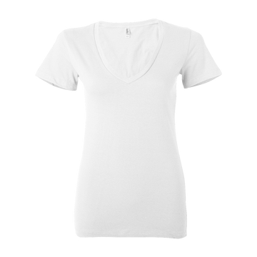 Ladies Jersey Short-Sleeve Deep V-Neck T-Shirt