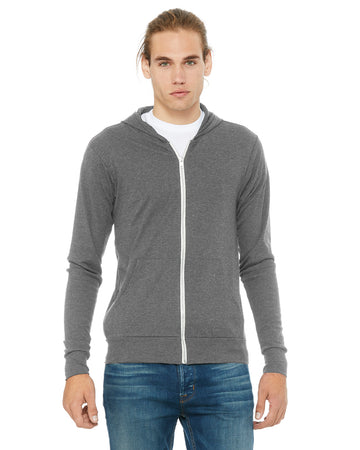 Unisex Triblend Full-Zip Lightweight Hoodie